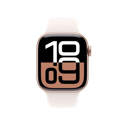 Apple Watch Series 10 GPS 42mm - Alumínio Rosa Dourado | Bracelete Desportiva Rosa Leve - M L Online