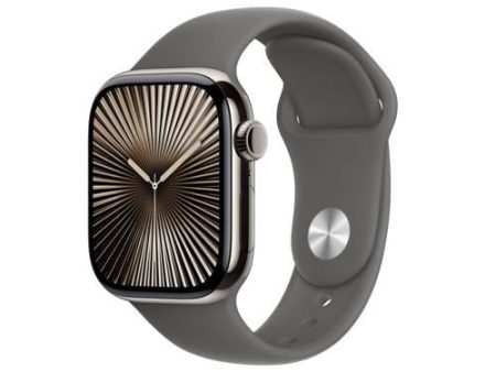 Apple Watch Series 10 GPS 42mm - Cellular - Titânio Natural | Bracelete Desportiva Cinzento Rocha - M L Sale