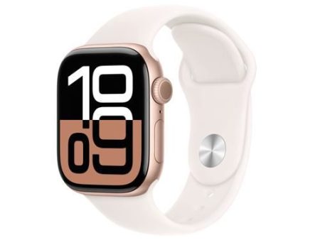 Apple Watch Series 10 GPS 42mm - Alumínio Rosa Dourado | Bracelete Desportiva Rosa Leve - M L Online