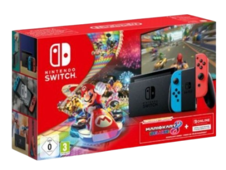 Conjunto Nintendo Switch Azul Vermelho Néon + Jogo Mario Kart Deluxe 8 Online