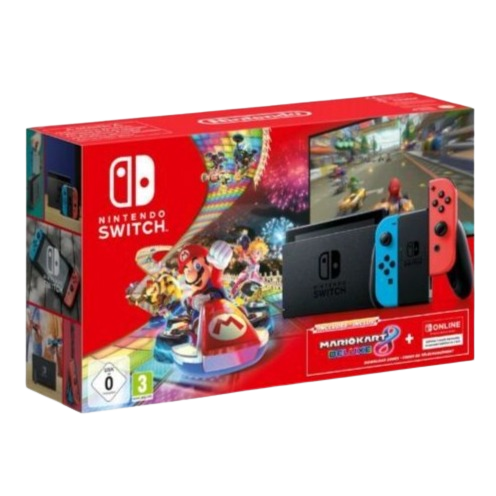 Conjunto Nintendo Switch Azul Vermelho Néon + Jogo Mario Kart Deluxe 8 Online