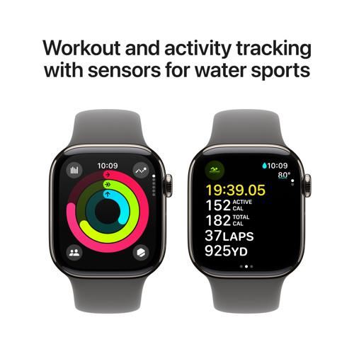 Apple Watch Series 10 GPS 42mm - Cellular - Titânio Natural | Bracelete Desportiva Cinzento Rocha - M L Sale