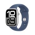 Apple Watch Series 10 GPS 46mm - Alumínio Prateado | Bracelete Desportiva Azul Denim - M L For Sale