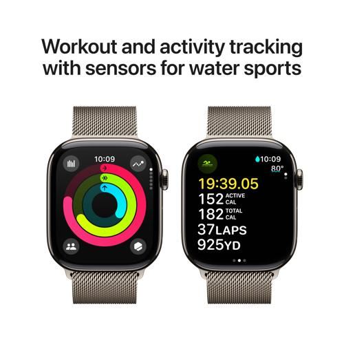 Apple Watch Series 10 GPS 46mm - Cellular - Titânio Natural | Bracelete Loop Milanesa Natural - M L Sale