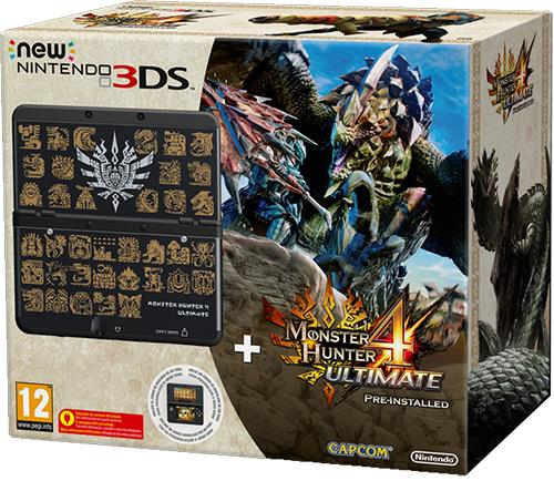 Consola New Nintendo 3DS Preta + Monster Hunter 4 Pré-Instalado + Capa Decorativa For Sale