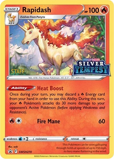 Rapidash (SWSH270) (Prerelease) (Staff) [Sword & Shield: Black Star Promos] Online Sale