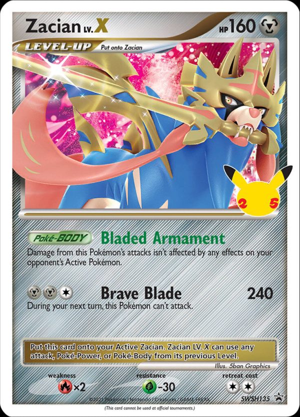 Zacian LV.X (SWSH135) (Celebrations) [Sword & Shield: Black Star Promos] Sale