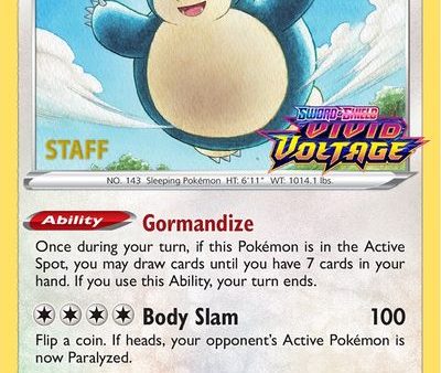 Snorlax (SWSH068) (Staff Prerelease Promo) [Sword & Shield: Black Star Promos] For Discount